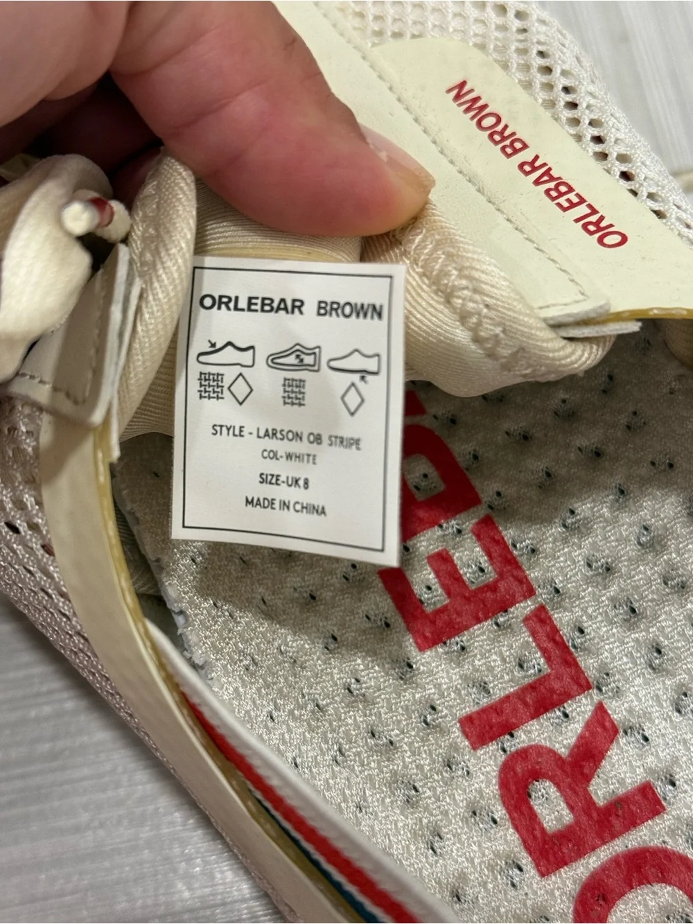 Orlebar Brown Cream Mesh Sneakers with Red Trim